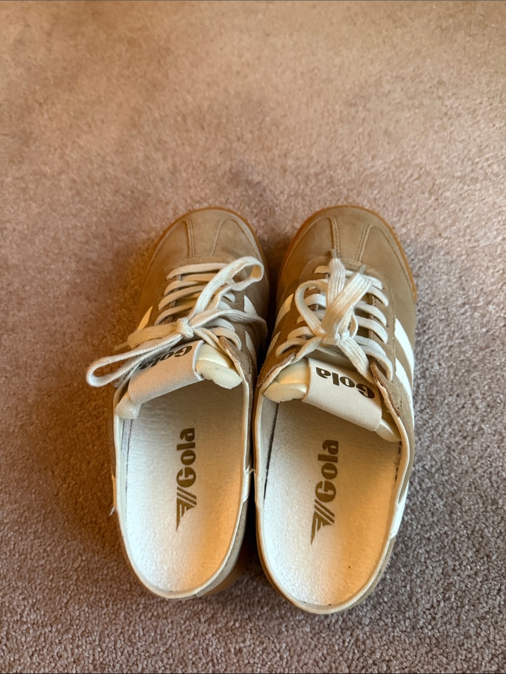 Gola womens Tan and White Lace-Up sneaker/clog